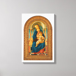 Botticelli (1445-1510) Madonna & Child Enthroned C Canvastryck