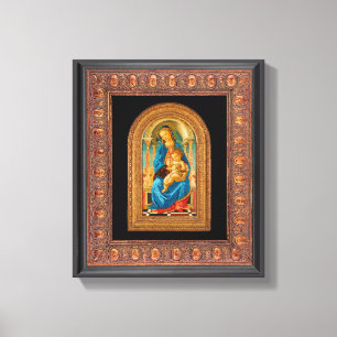 Botticelli (1445-1510) Madonna & Child Enthroned C Canvastryck