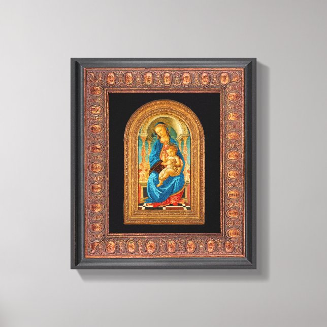 Botticelli (1445-1510) Madonna & Child Enthroned C Canvastryck (Framsida)