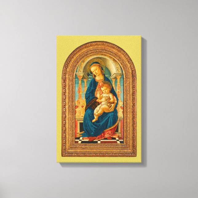 Botticelli (1445-1510) Madonna & Child Enthroned Canvastryck (Framsida)