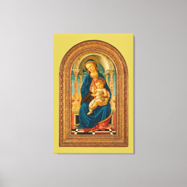 Botticelli (1445-1510) Madonna & Child Enthroned Canvastryck (Framsida)