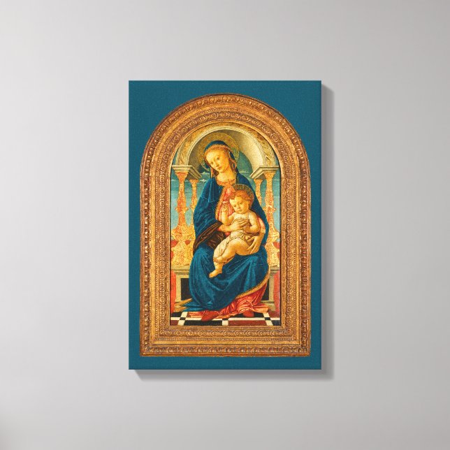 Botticelli (1445-1510) Madonna & Child Enthroned Canvastryck (Framsida)