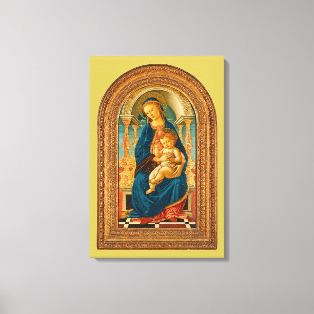 Botticelli (1445-1510) Madonna & Child Enthroned Canvastryck (Framsida)