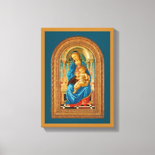 Botticelli (1445-1510) Madonna & Child Enthroned Canvastryck (Framsida)