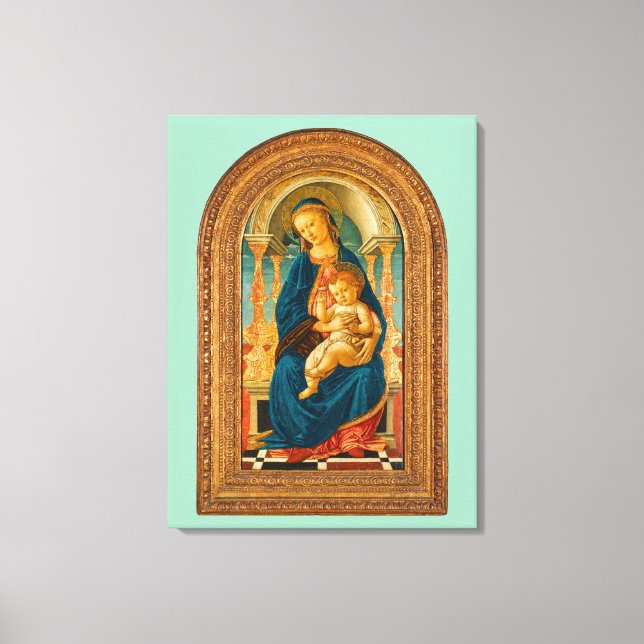 Botticelli (1445-1510) Madonna & Child Enthroned Canvastryck (Framsida)