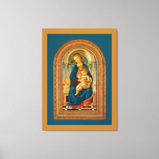 Botticelli (1445-1510) Madonna & Child Enthroned Canvastryck (Framsida)