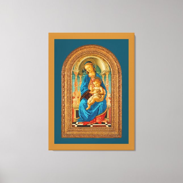 Botticelli (1445-1510) Madonna & Child Enthroned Canvastryck (Framsida)