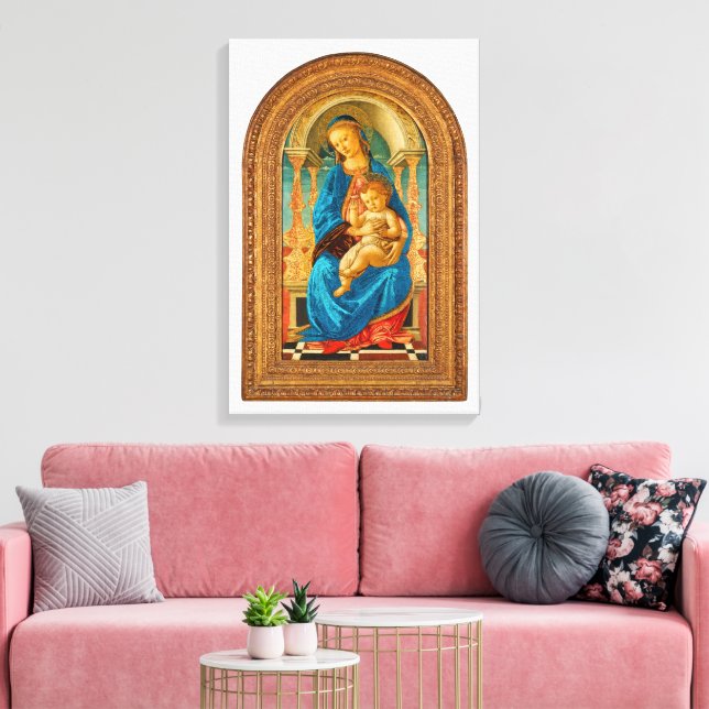 Botticelli (1445-1510) Madonna & Child Enthroned Canvastryck (Insitu (Vardagsrum))