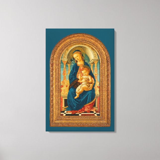 Botticelli (1445-1510) Madonna & Child Enthroned Canvastryck (Framsida)