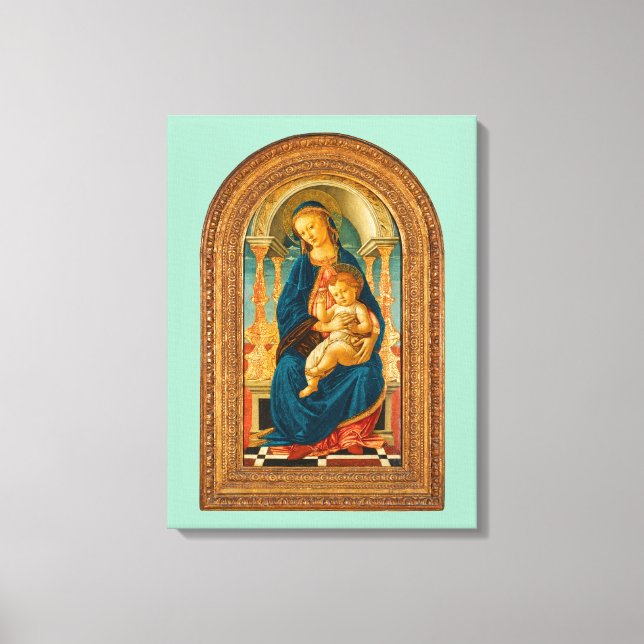 Botticelli (1445-1510) Madonna & Child Enthroned Canvastryck (Framsida)