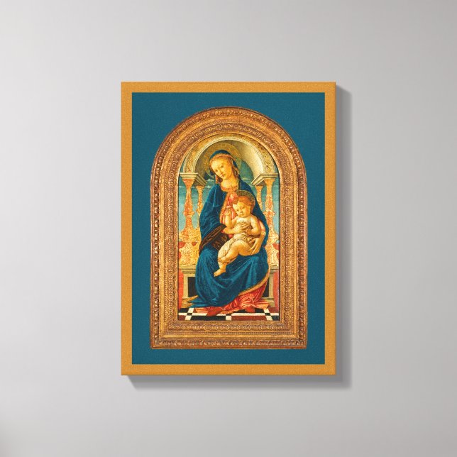 Botticelli (1445-1510) Madonna & Child Enthroned Canvastryck (Framsida)