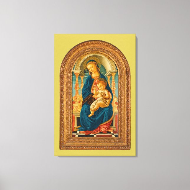 Botticelli (1445-1510) Madonna & Child Enthroned Canvastryck (Framsida)