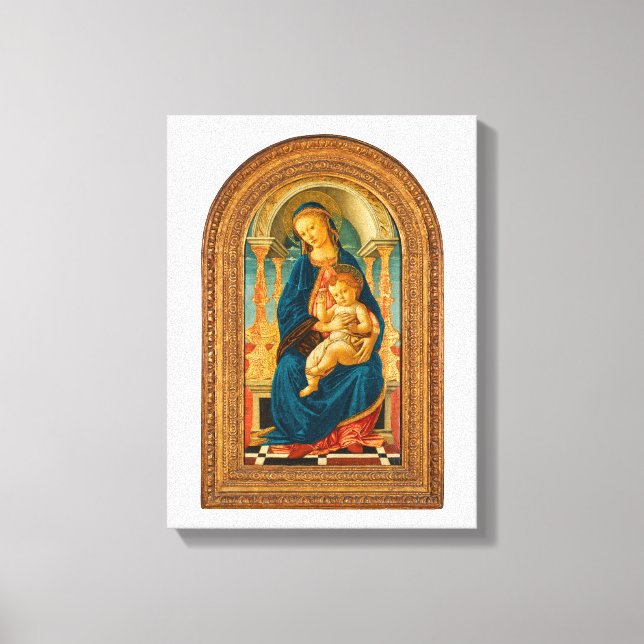 Botticelli (1445-1510) Madonna & Child Enthroned Canvastryck (Framsida)