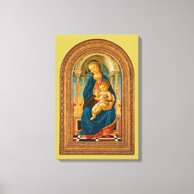 Botticelli (1445-1510) Madonna & Child Enthroned Canvastryck (Framsida)