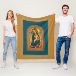 Botticelli (1445-1510) Madonna & Child Enthroned Fleecefilt