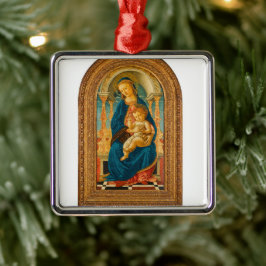 Botticelli (1445-1510) Madonna & Child Enthroned Julgransprydnad Metall