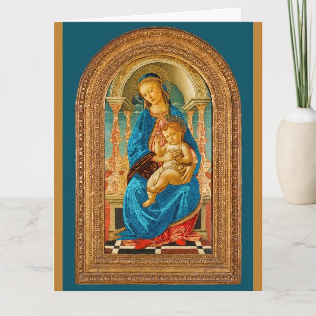 Botticelli (1445-1510) Madonna & Child Enthroned Kort (Framsida)