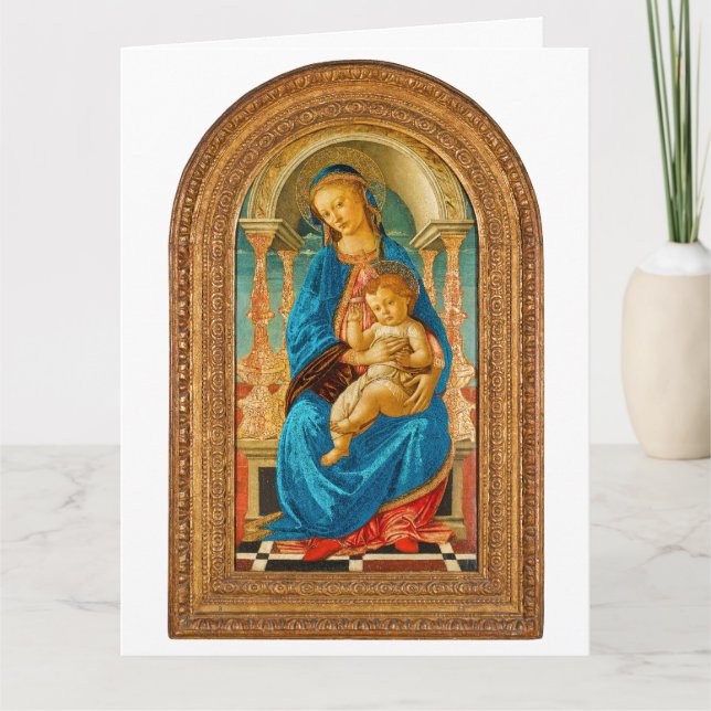 Botticelli (1445-1510) Madonna & Child Enthroned Kort (Framsida)