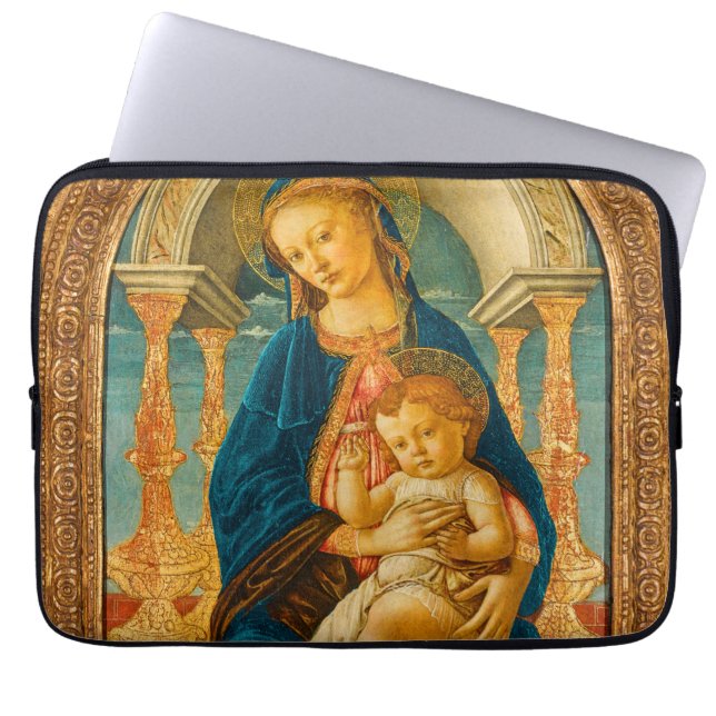 Botticelli (1445-1510) Madonna & Child Enthroned Laptop Fodral (Framsidan)