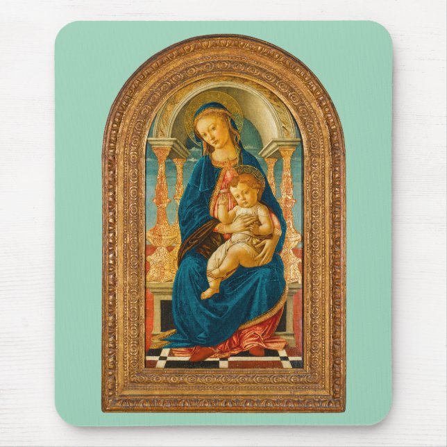 Botticelli (1445-1510) Madonna & Child Enthroned Musmatta (Framsidan)