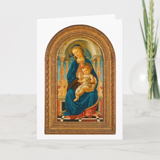 Botticelli (1445-1510) Madonna & Child Enthroned ö Tack Kort (Framsida)