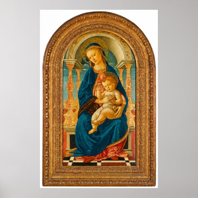 Botticelli (1445-1510) Madonna & Child Enthroned Poster (Framsidan)