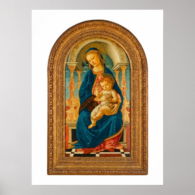 Botticelli (1445-1510) Madonna & Child Enthroned Poster (Framsidan)