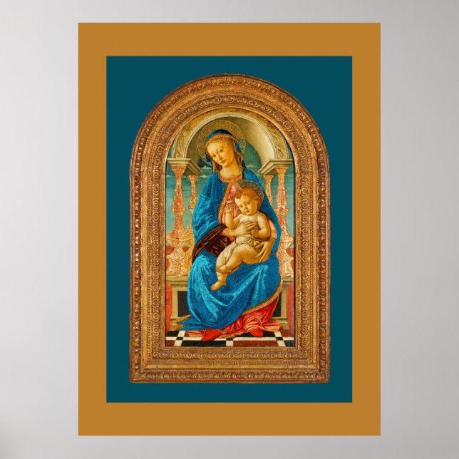 Botticelli (1445-1510) Madonna & Child Enthroned Poster (Framsidan)