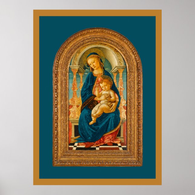 Botticelli (1445-1510) Madonna & Child Enthroned Poster (Framsidan)