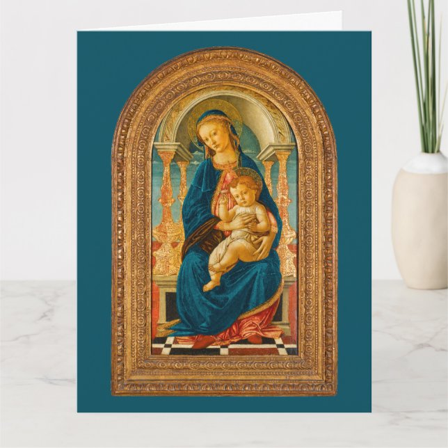 Botticelli (1445-1510) Madonna & Child Enthroned Tack Kort (Framsida)