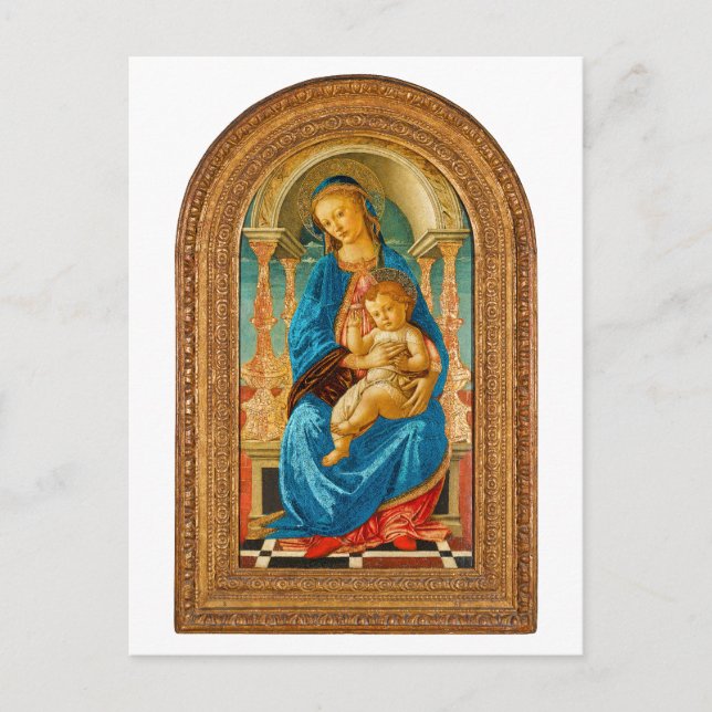 Botticelli (1445-1510) Madonna & Child Enthroned Vykort (Framsida)