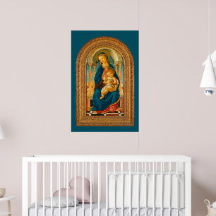 Botticelli 1445-1510 Madonna och Child Enthroned Poster