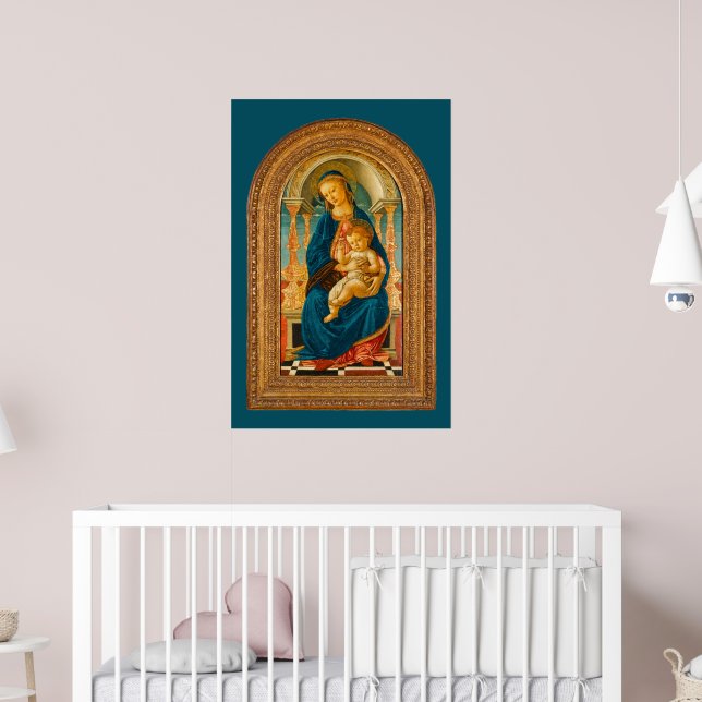 Botticelli 1445-1510 Madonna och Child Enthroned Poster (Barnkammare 2)