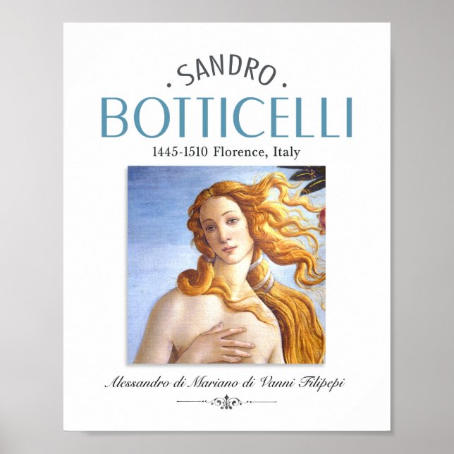 Botticelli Birth of Venus Painting and Painter Bio Poster (Framsidan)
