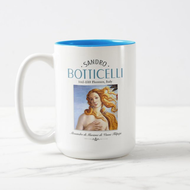 Botticelli Birth of Venus Painting and Painter Bio Två-Tonad Mugg (Vänster)