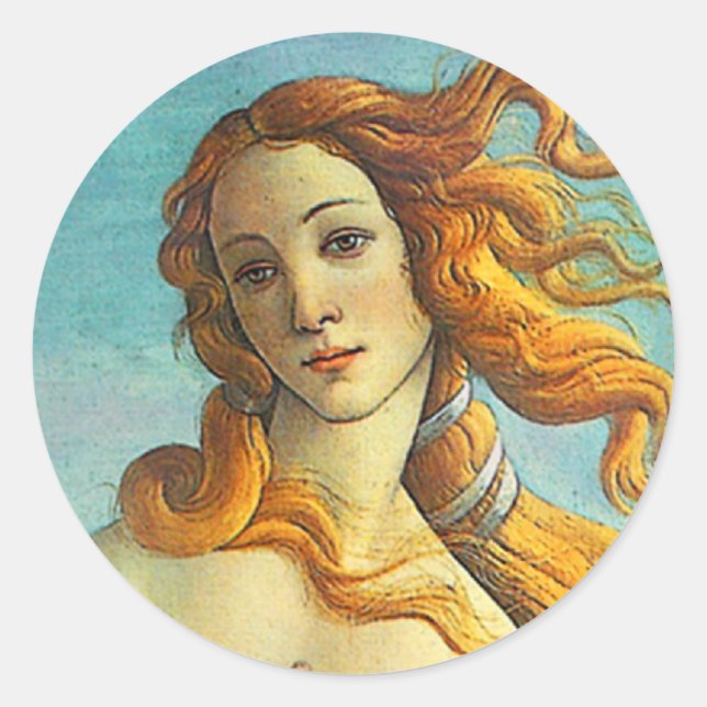 Botticelli Birth of Venus Runt Klistermärke (Framsida)
