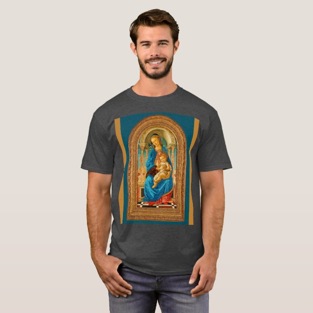 Botticelli c 1470 Madonna och Child Enthroned T Shirt (Hel framsida)