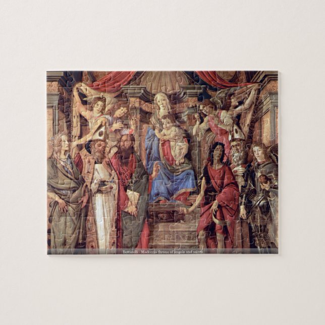 Botticelli - Madonna biskopsstol av änglar och Pussel (Horisontell)