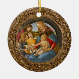 Botticelli Madonna Magnificat Barn 3 Änglar Bok Julgransprydnad Keramik