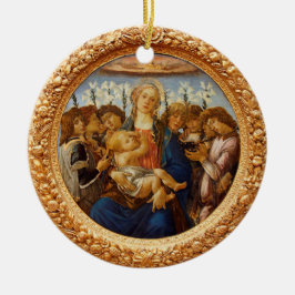 Botticelli Madonna med barn 8 Änglar och Lilies  Julgransprydnad Keramik