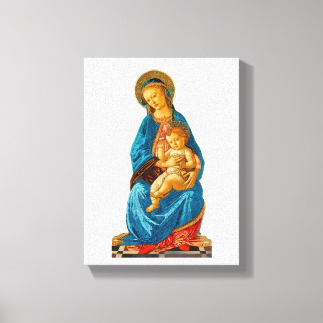 Botticelli Madonna och Child Enthroned Canvastryck (Framsida)