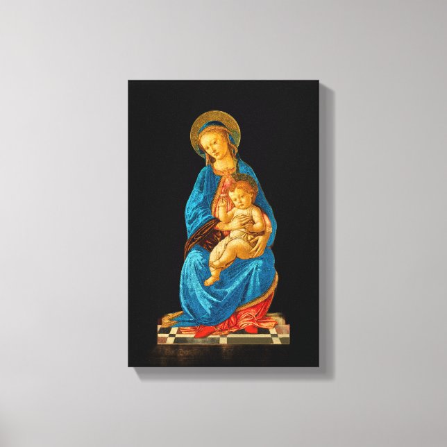 Botticelli Madonna och Child Enthroned Canvastryck (Framsida)