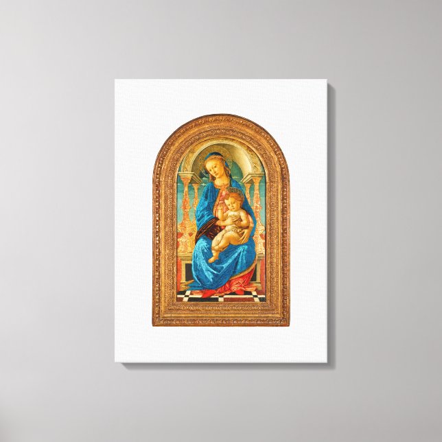 Botticelli Madonna och Child Enthroned Canvastryck (Framsida)