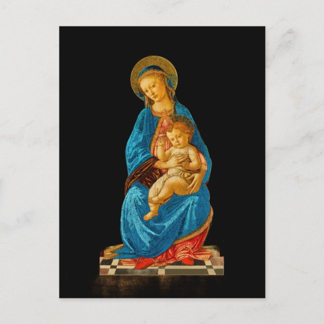 Botticelli Madonna och Child Enthroned Helg Vykort (Framsida)