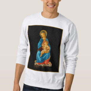 Botticelli Madonna och Child Enthroned Lång Ärmad Tröja