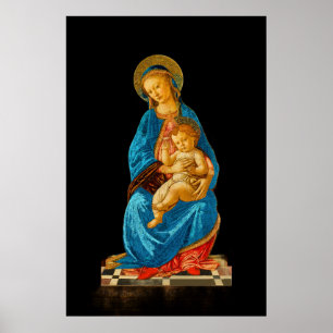 Botticelli Madonna och Child Enthroned Poster