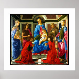 Botticelli Madonna och Child med 6 Saints 1470 Poster