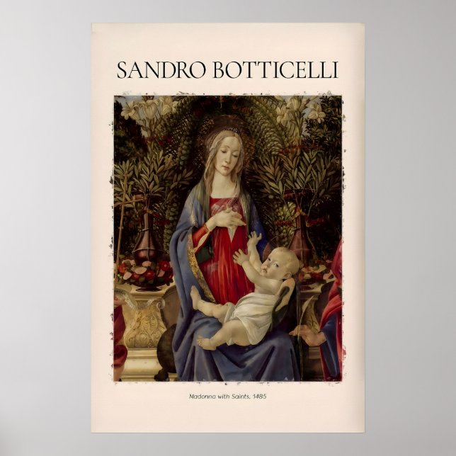 Botticelli Madonnan med helgon Bardi-altaret Poster (Framsidan)