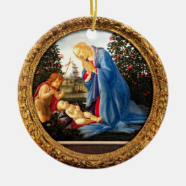 Botticelli Madonnan tillber barnet med Johannes Dö Julgransprydnad Keramik