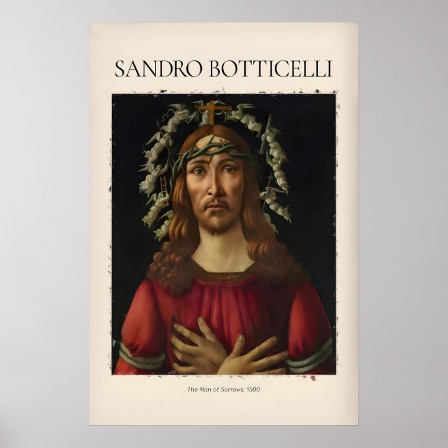 Botticelli Man of Sorrows Kristus Arttryck Poster (Framsidan)